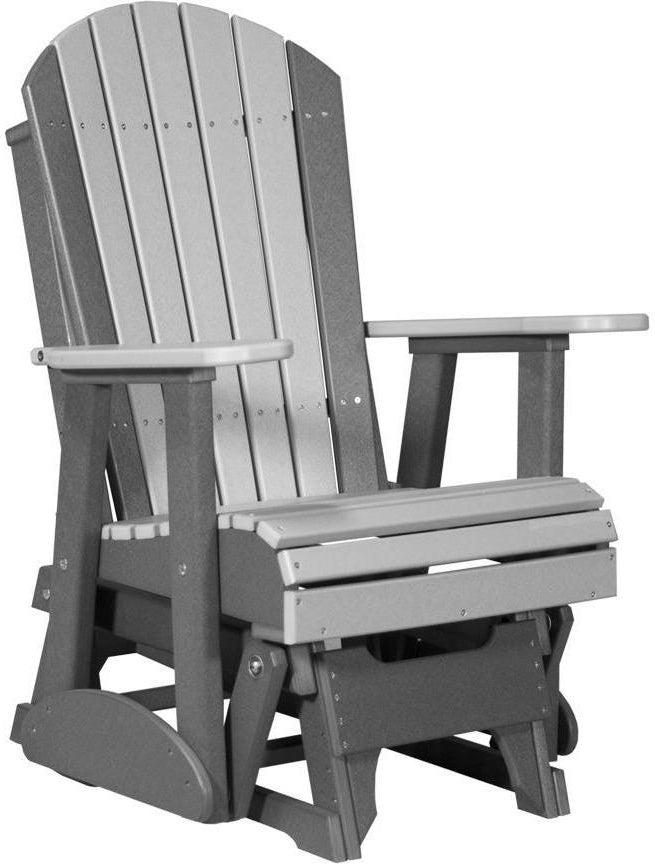 luxcraft recycled plastic 2' adirondack glider chair dove gray on slate