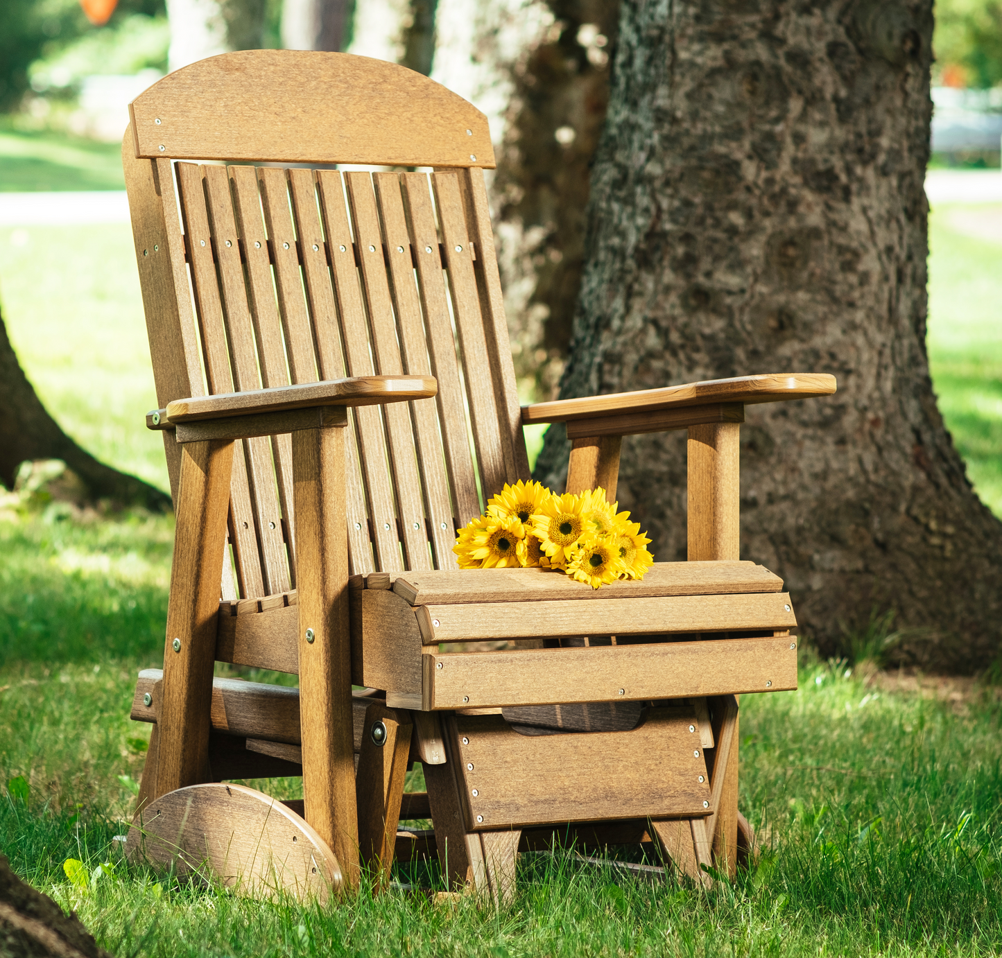 luxcraft classic highback recycled plastic 2ft glider chair antique mahogany