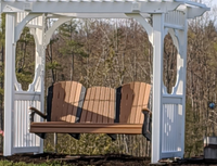 luxcraft classic vinyl swing stand white with antique mahogany adirondack porch swing