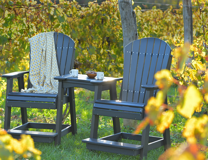 luxcraft recycled plastic balcony chair tete-a-tete connecting table green set