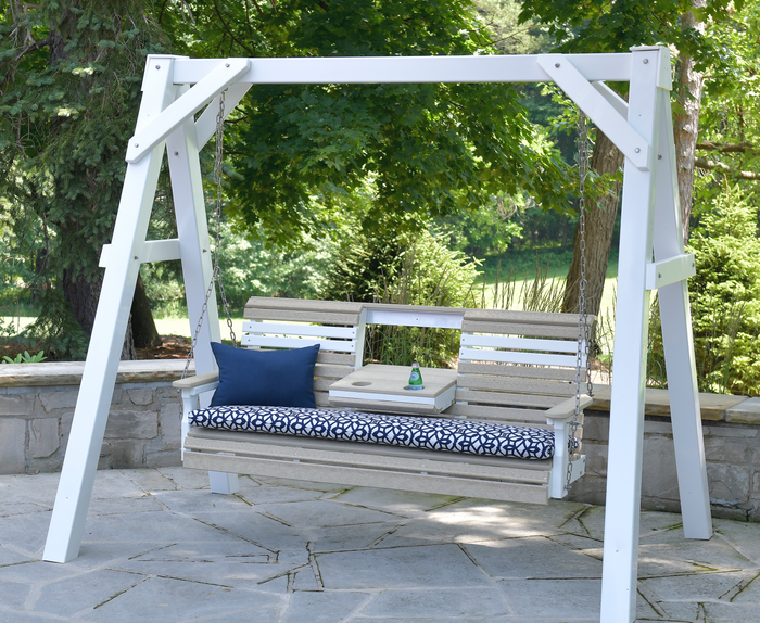 LuxCraft A-Frame Swing Stand Vinyl Porch Swing Frame – Rocking