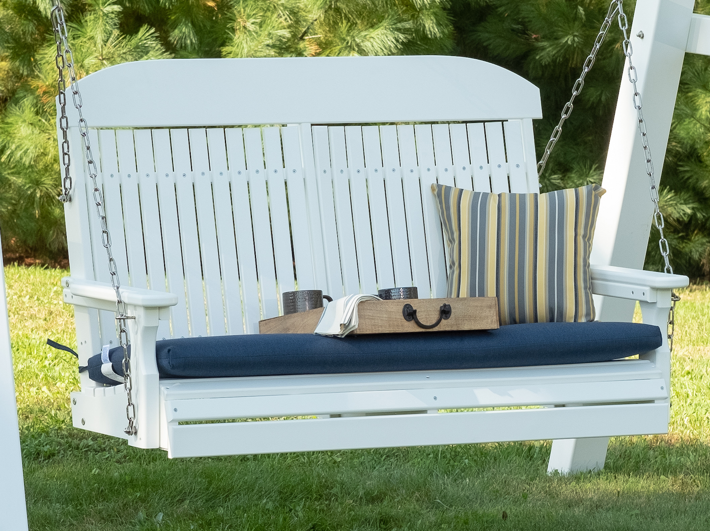 LuxCraft Classic Highback 4ft. Recycled Plastic Porch Swing  - LEAD TIME TO SHIP 7 BUSINESS DAYS OR LESS