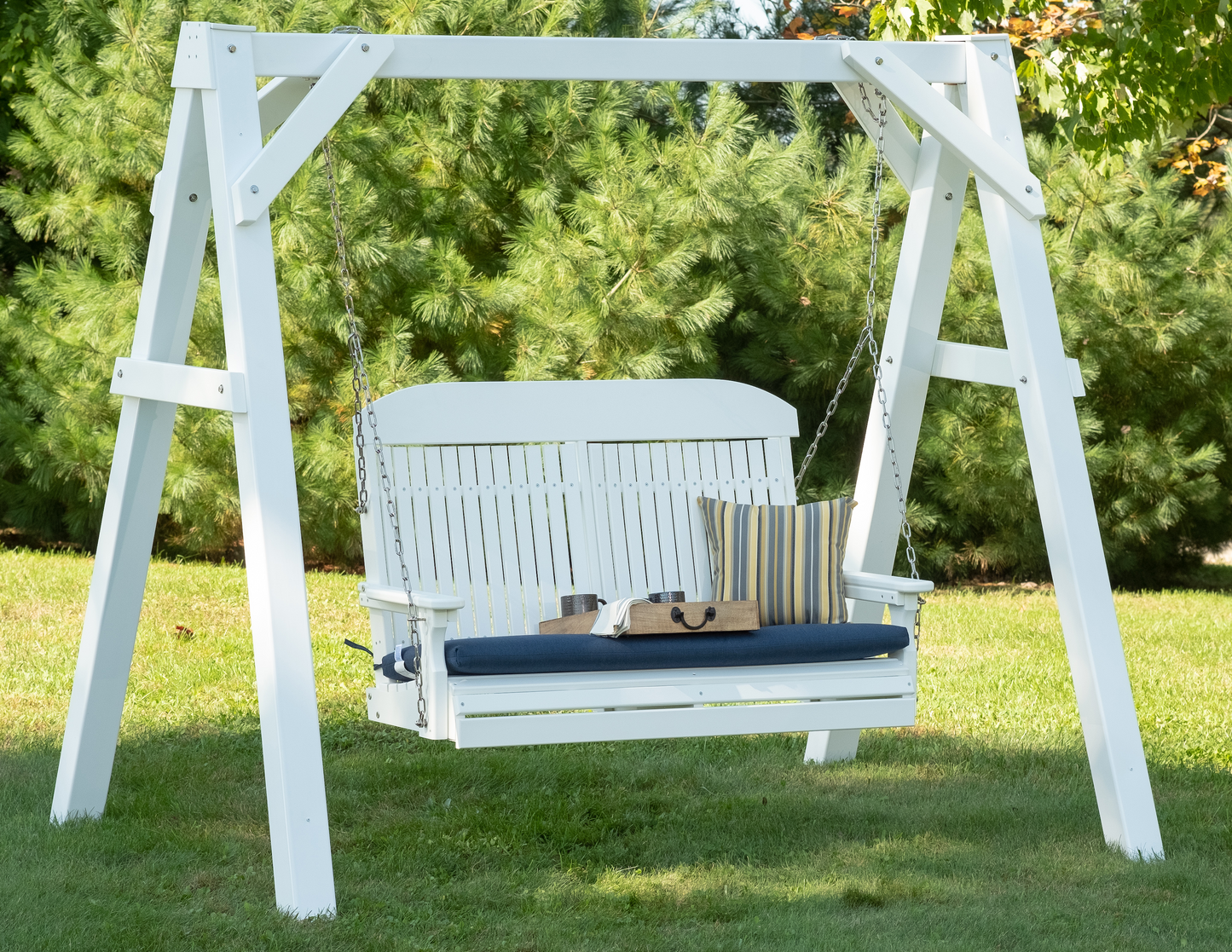 LuxCraft Classic Highback 4ft. Recycled Plastic Porch Swing  - LEAD TIME TO SHIP 7 BUSINESS DAYS OR LESS