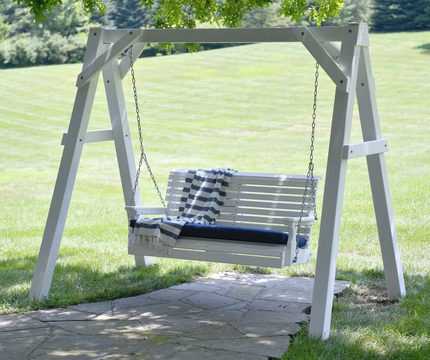 luxcraft rollback 4ft. recycled plastic porch swing with stand white