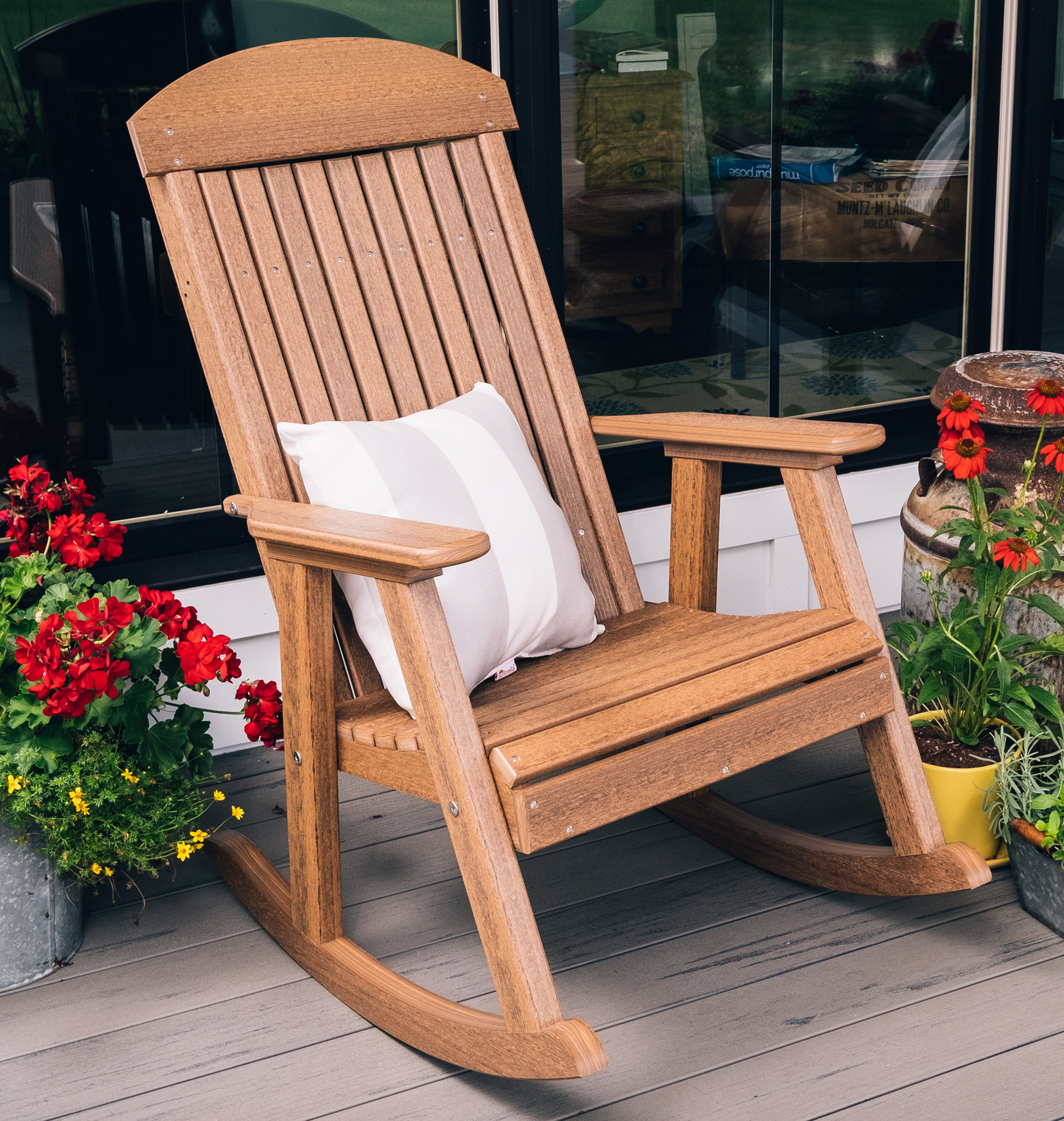luxcraft poly classic highback porch rocking chair antique mahogany