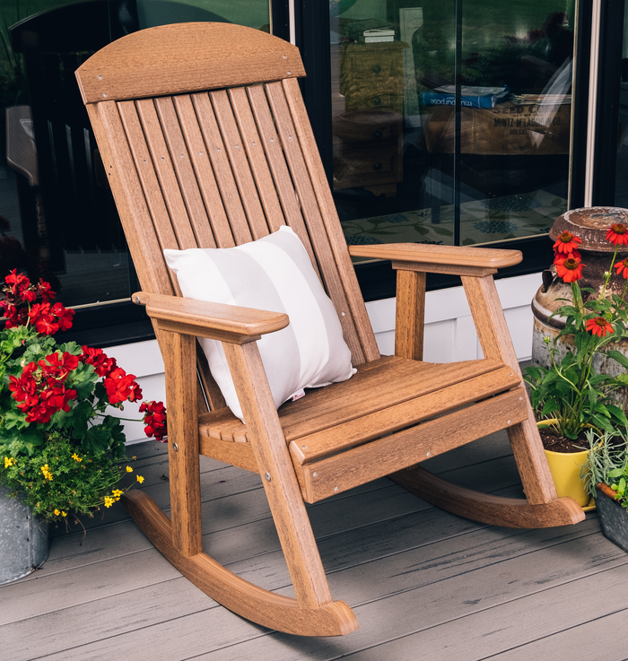 luxcraft poly classic highback porch rocking chair antique mahogany