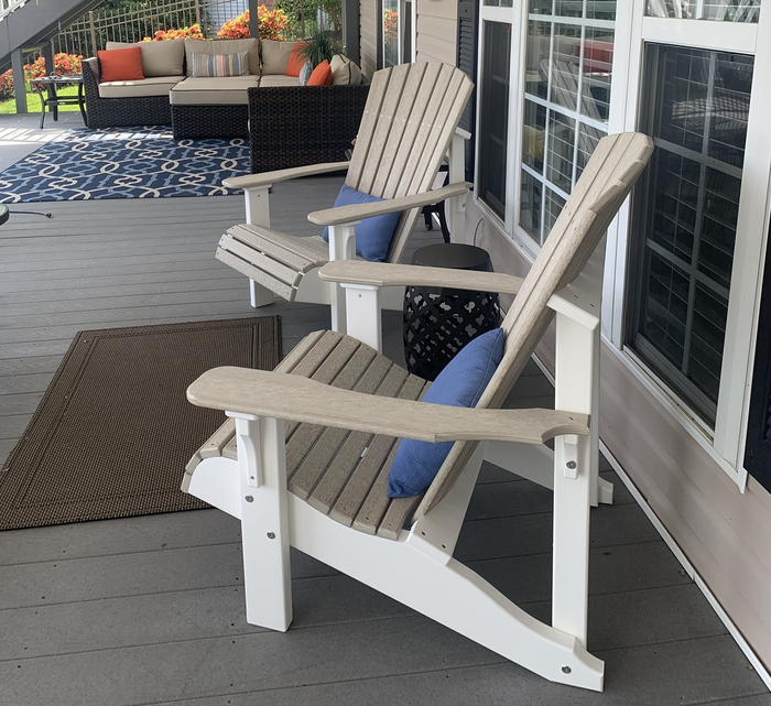 luxcraft recycled plastic deluxe adirondack chair birch on white