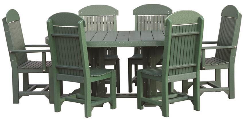 LuxCraft Recycled Plastic Poly Captain Chair Oval Dining Set - LEAD TIME TO SHIP 3 TO 4 WEEKS