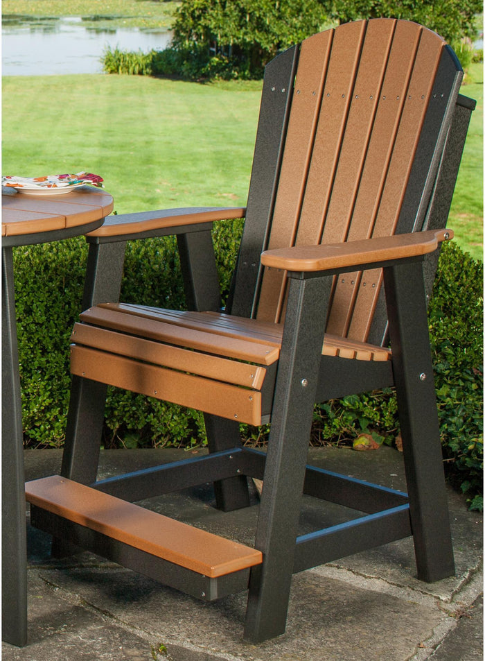 luxcraft counter height recycled plastic adirondack balcony chair cedar on black side view