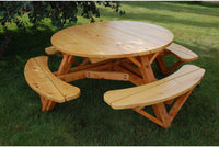 Moon Valley Rustic 56-inch Round Table - With Attached Benches - Rocking Furniture