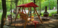 moon valley rustic 5ft varnished lawn swing with red canopy