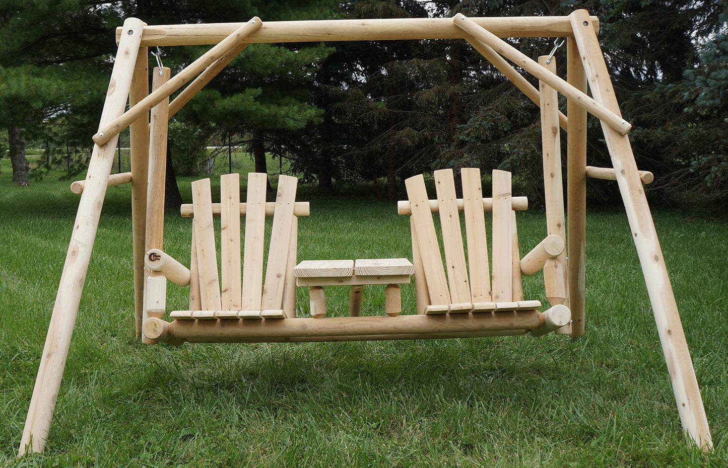 Moon Valley Rustic Tete-a-tete Lawn Swing - LEAD TIME TO SHIP: (UNFINISHED - 2 WEEKS) - (FINISHED - 4 WEEKS)