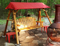 moon valley rustic 5ft varnished lawn swing with red canopy