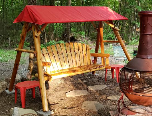 Wooden porch swing with canopy sale