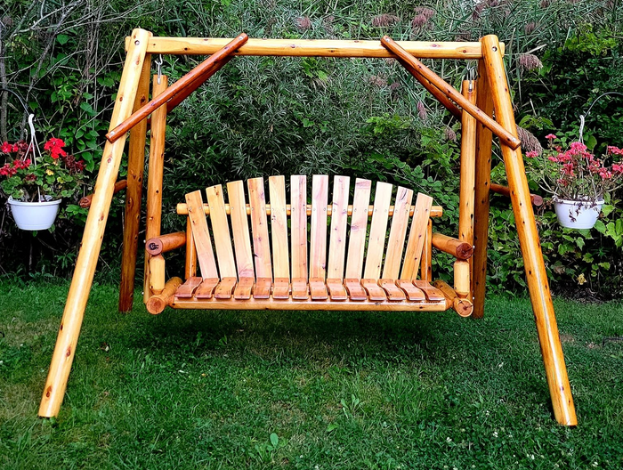 moon valley rustic 5ft cedar lawn swing varnished