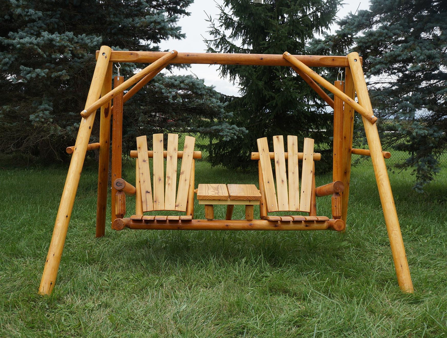 Moon Valley Rustic Tete-a-tete Lawn Swing - LEAD TIME TO SHIP: (UNFINISHED - 2 WEEKS) - (FINISHED - 4 WEEKS)