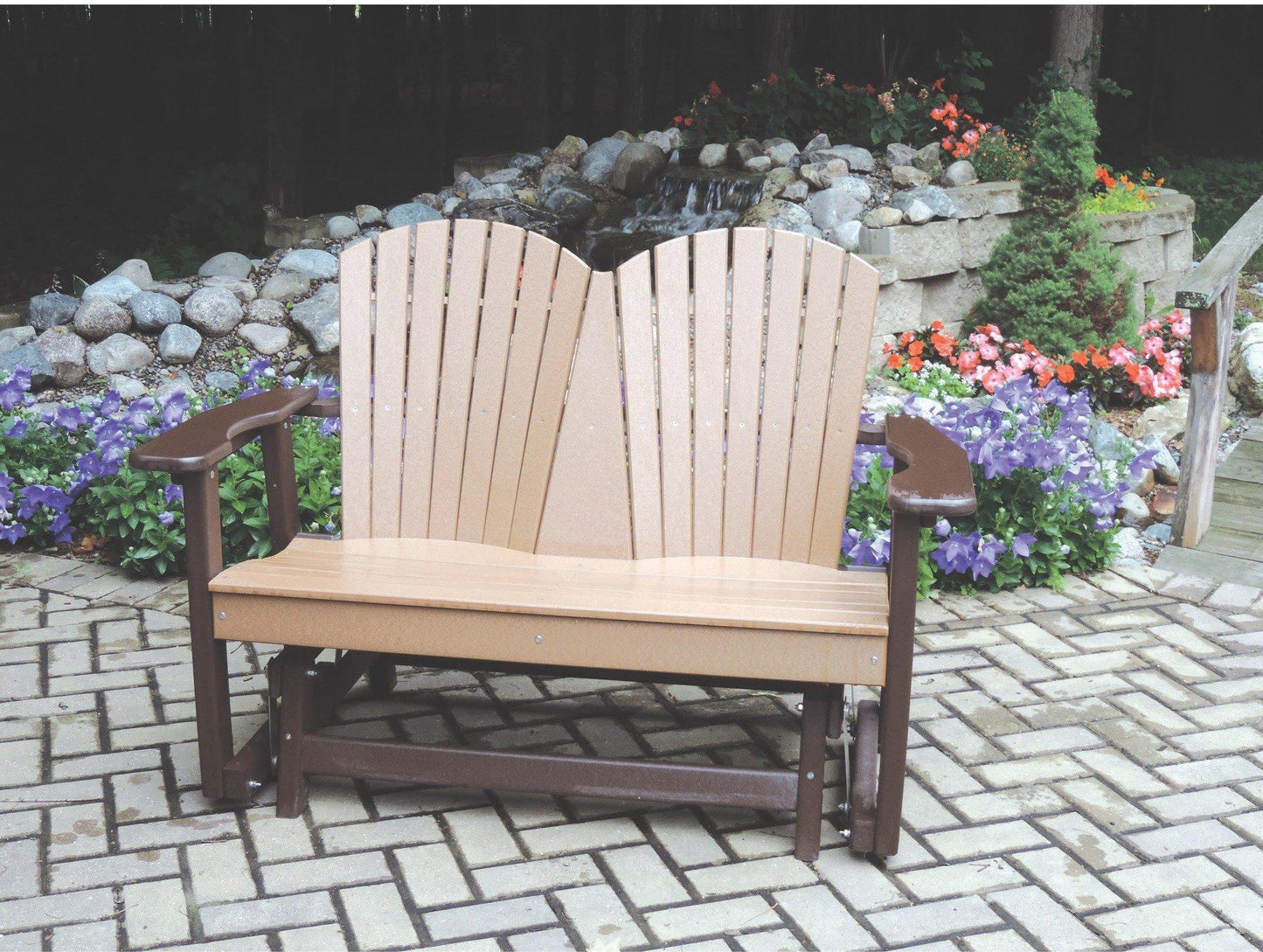 Oceanside Outdoor Poly Lumber Double Glider with Cupholder