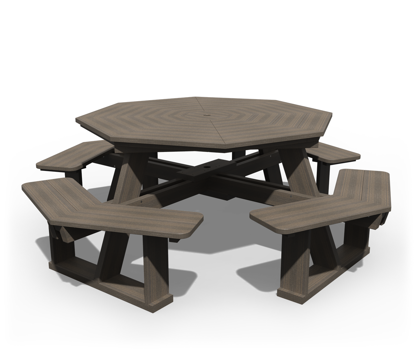 Patiova Recycled Plastic 5' Octagon Picnic Table with Seats Attached - LEAD TIME TO SHIP 3 WEEKS