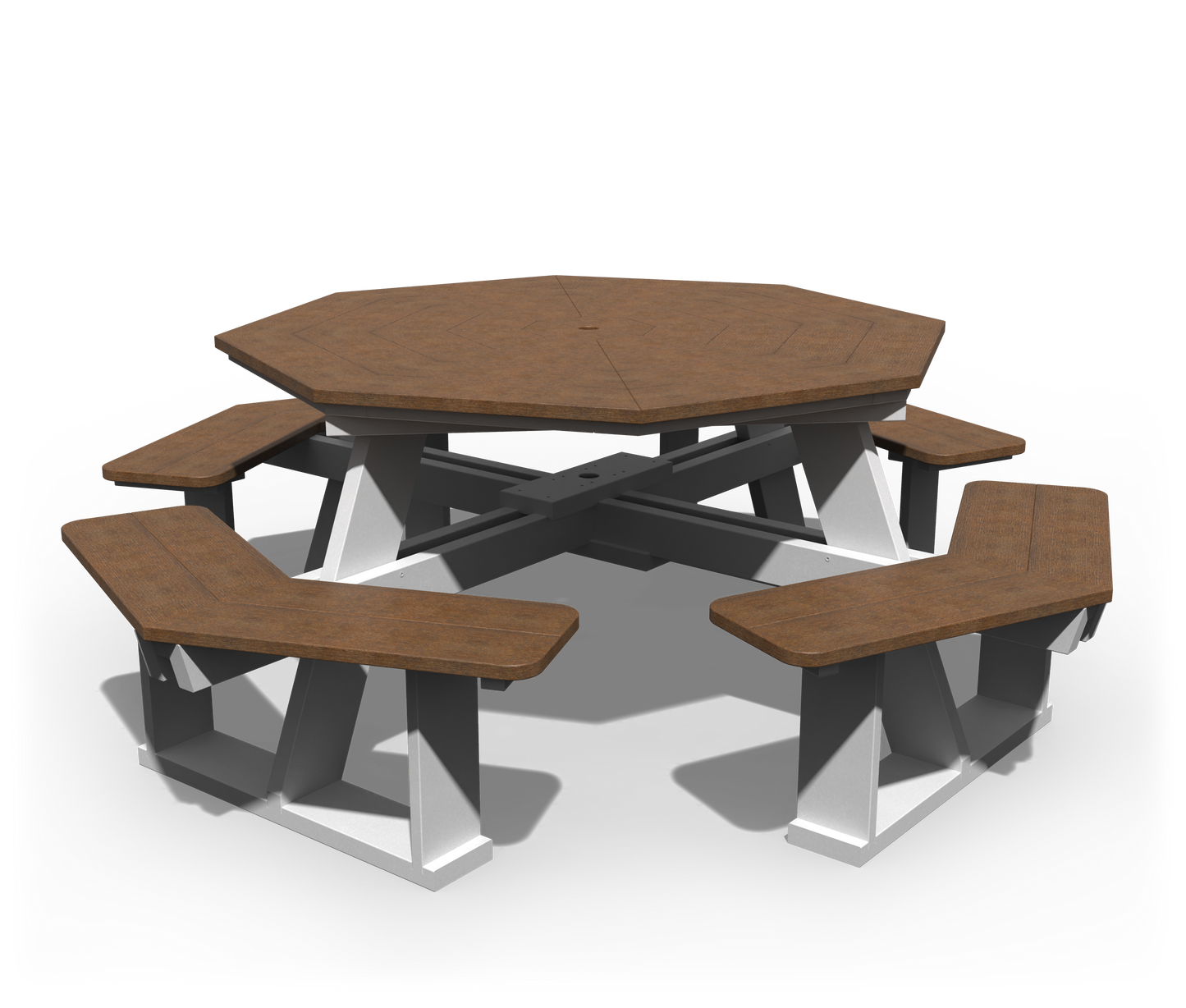 Patiova Recycled Plastic 5' Octagon Picnic Table with Seats Attached - LEAD TIME TO SHIP 3 WEEKS