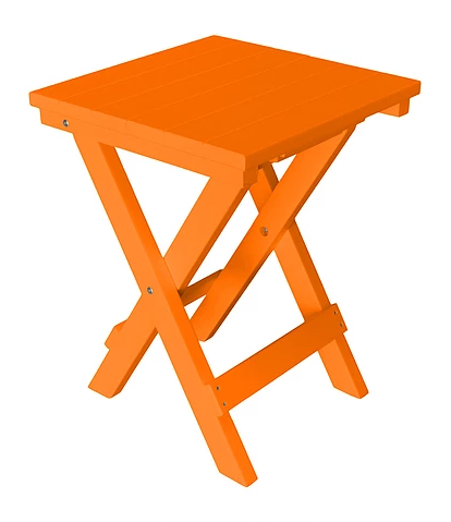 A&L Furniture Co. Recycled Plastic Square Folding Bistro Table - Orange