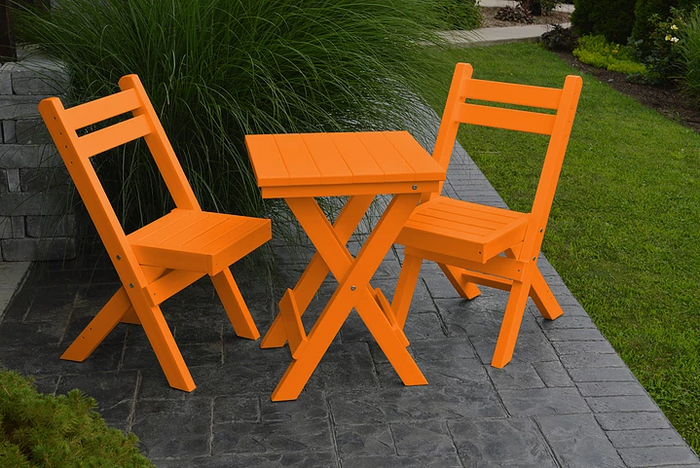 A&L Furniture Company Recycled Plastic Amish Coronado Square Folding Bistro Set - Orange