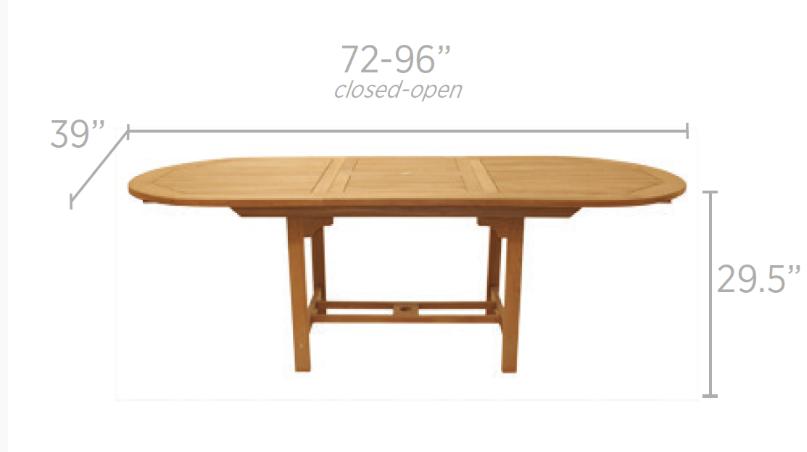 Royal Teak Collection 72/96 Outdoor Family Oval Expansion Patio Table - SHIPS WITHIN 1 TO 2 BUSINESS DAYS