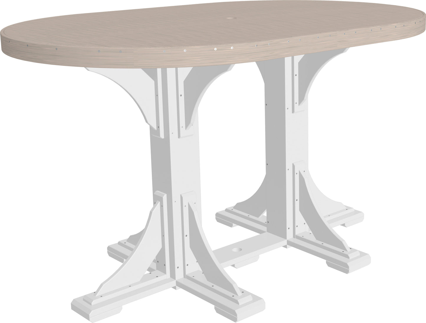 LuxCraft Recycled Plastic 4x6' Oval Table (BAR HEIGHT) - LEAD TIME TO SHIP 3 TO 4 WEEKS
