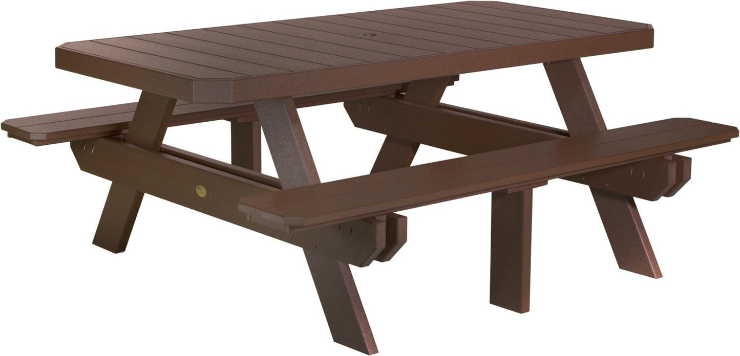LuxCraft Recycled Plastic 6' Dining Height Rectangular Picnic Table - LEAD TIME TO SHIP 3 TO 4 WEEKS