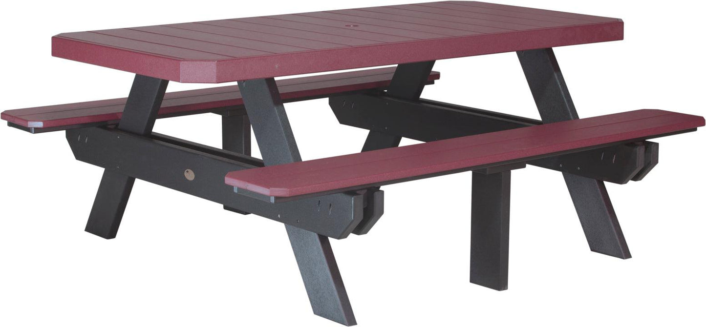 LuxCraft Recycled Plastic 6' Dining Height Rectangular Picnic Table - LEAD TIME TO SHIP 3 TO 4 WEEKS