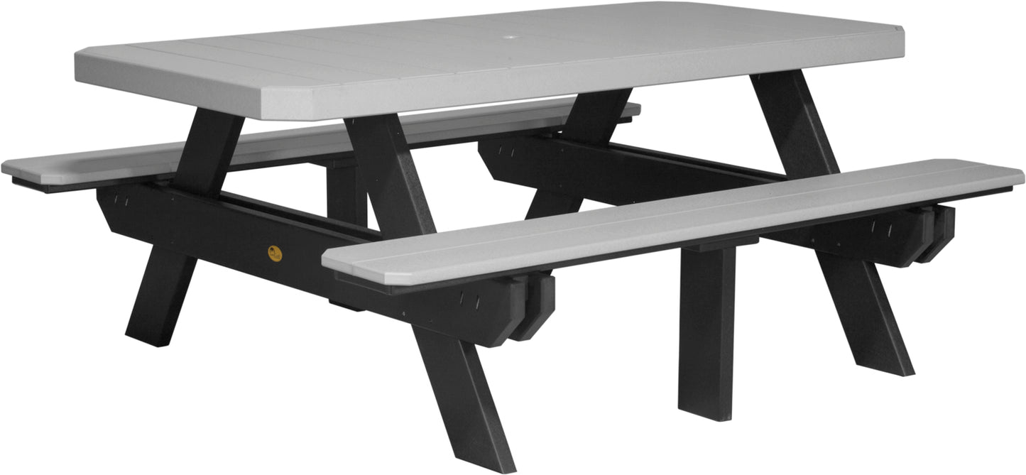 LuxCraft Recycled Plastic 6' Dining Height Rectangular Picnic Table - LEAD TIME TO SHIP 3 TO 4 WEEKS