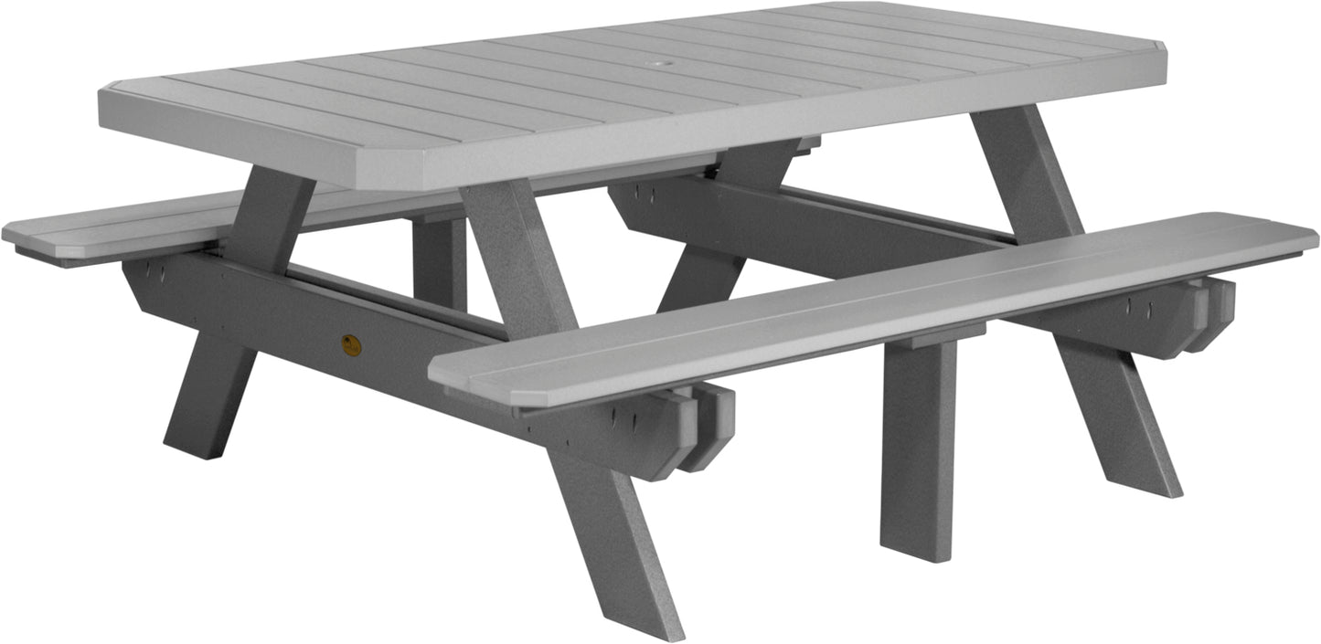 LuxCraft Recycled Plastic 6' Dining Height Rectangular Picnic Table - LEAD TIME TO SHIP 3 TO 4 WEEKS