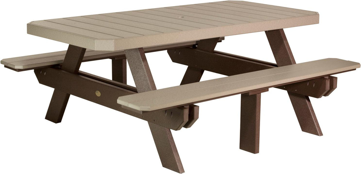 LuxCraft Recycled Plastic 6' Dining Height Rectangular Picnic Table - LEAD TIME TO SHIP 3 TO 4 WEEKS