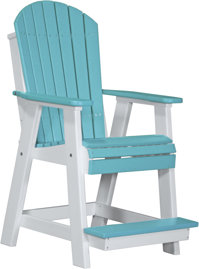 luxcraft counter height recycled plastic adirondack balcony chair aruba blue on white