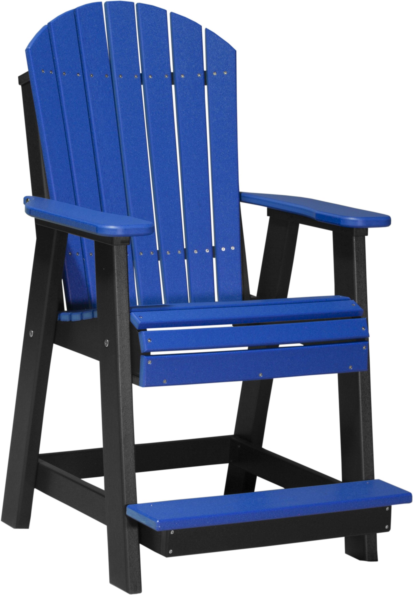 luxcraft counter height recycled plastic adirondack balcony chair blue on black