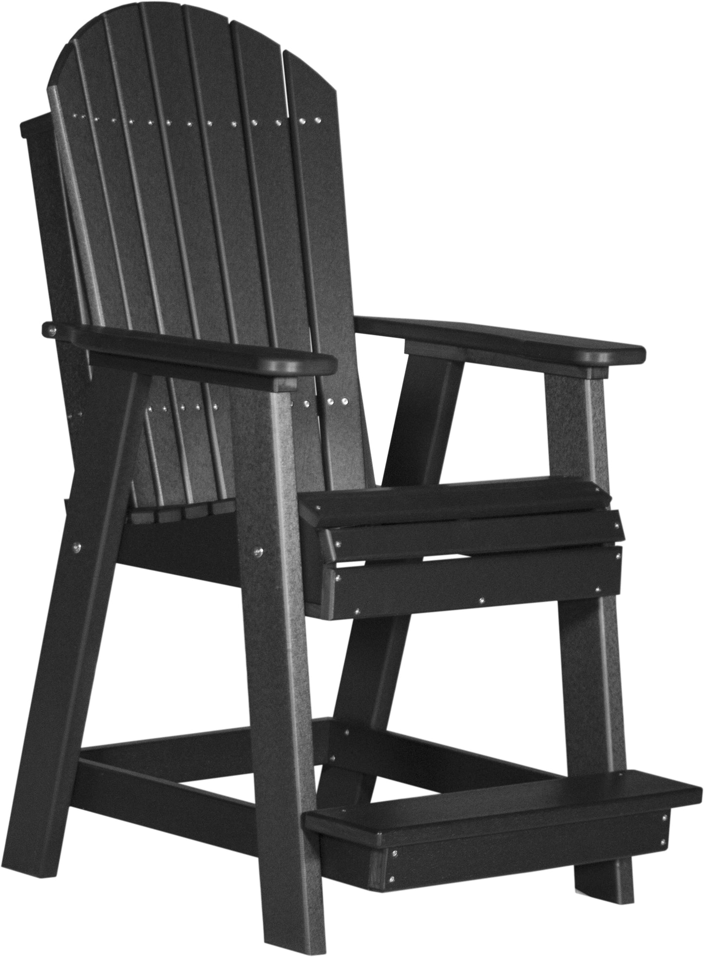 luxcraft counter height recycled plastic adirondack balcony chair black