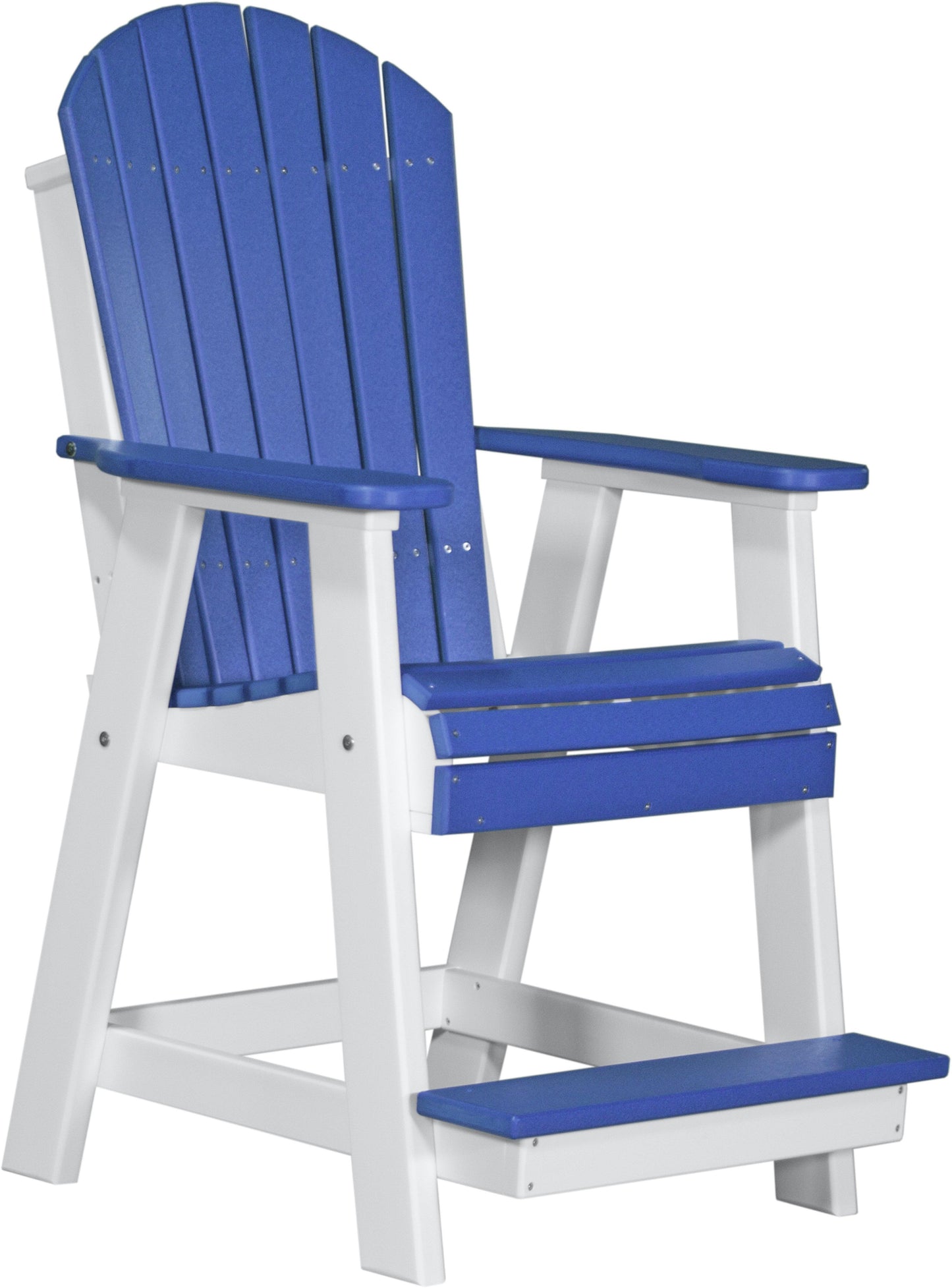 luxcraft counter height recycled plastic adirondack balcony chair blue on white