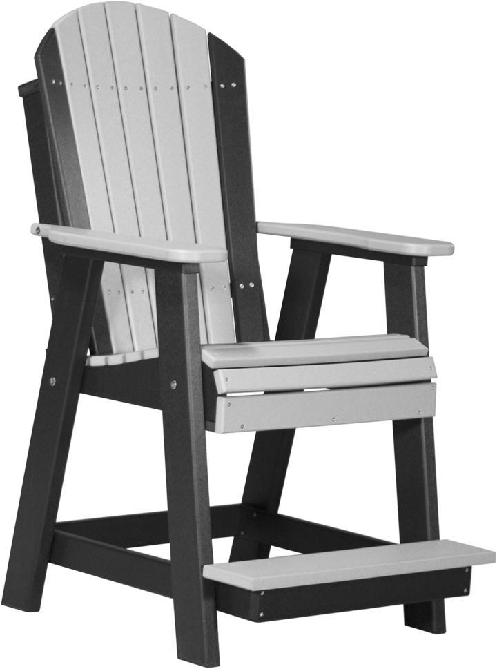 luxcraft counter height recycled plastic adirondack balcony chair dove gray on black