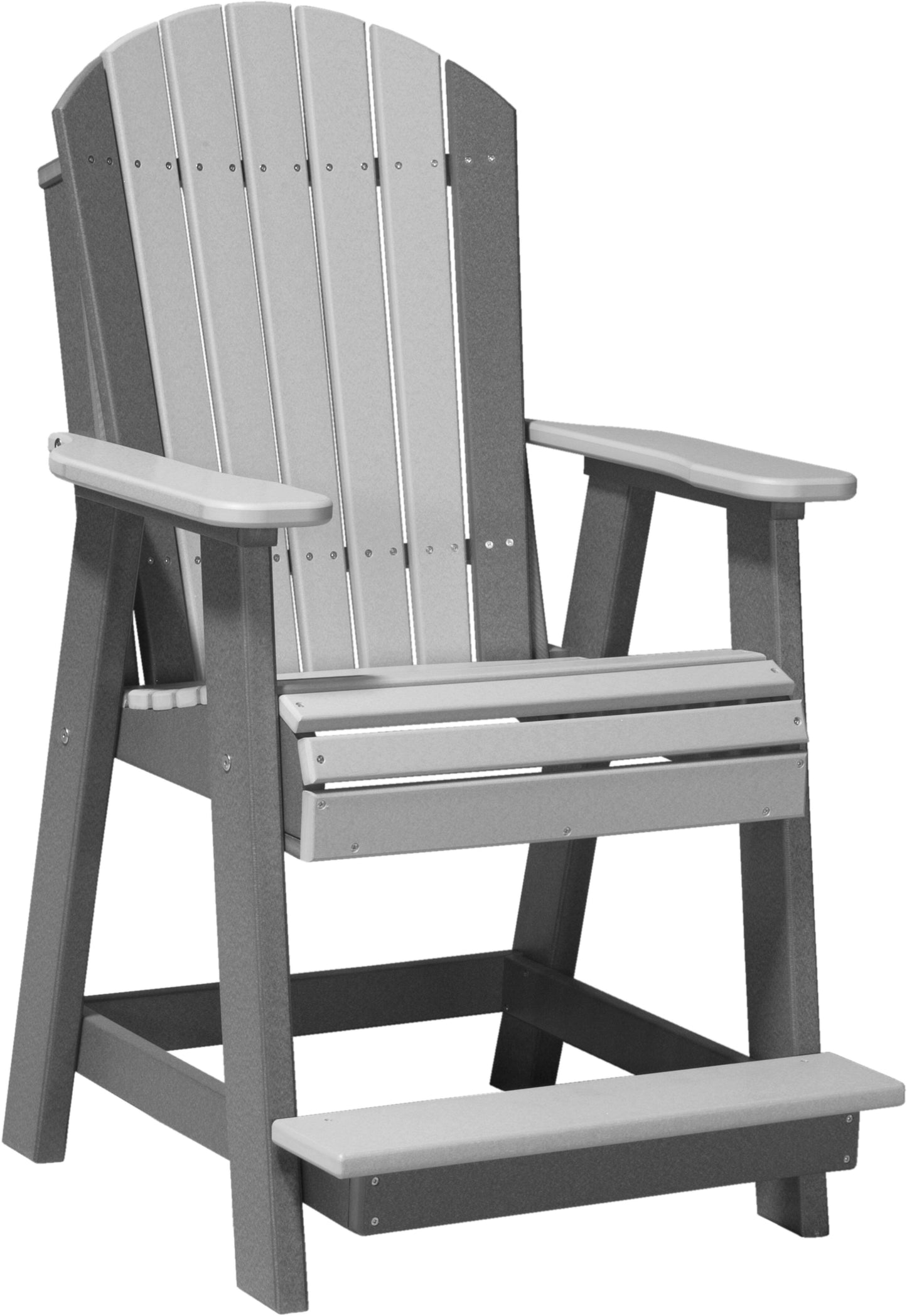 luxcraft counter height recycled plastic adirondack balcony chair dove gray on slate