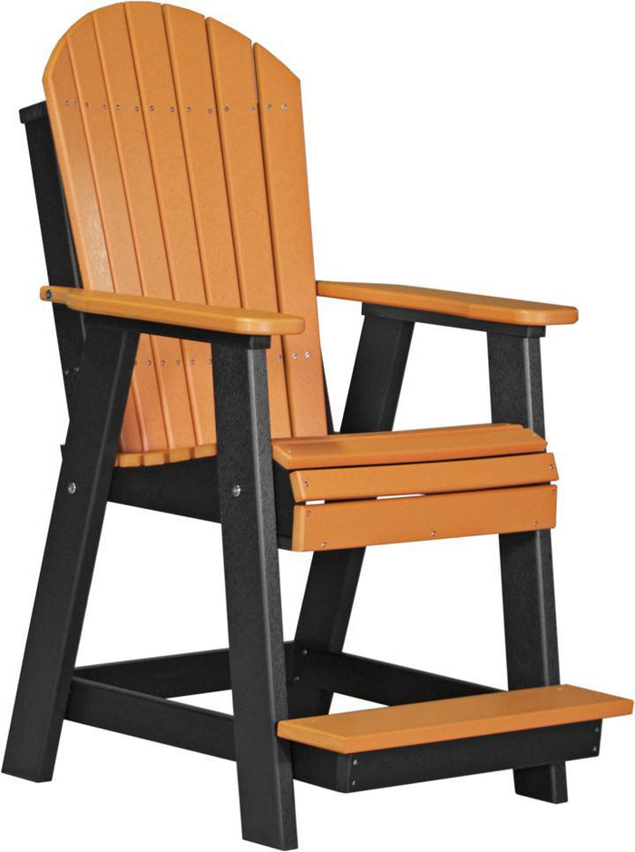 luxcraft counter height recycled plastic adirondack balcony chair tangerine on black