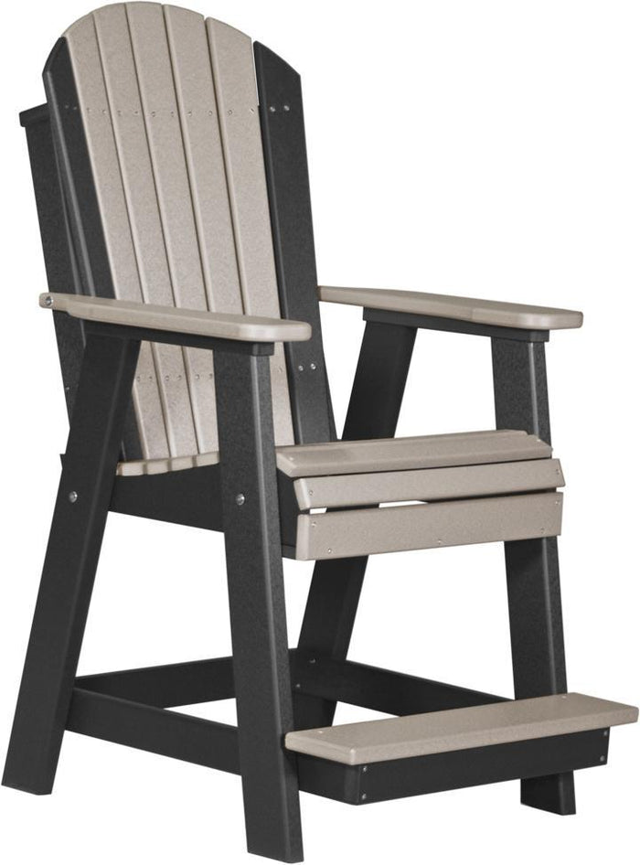 luxcraft counter height recycled plastic adirondack balcony chair weatherwood on black