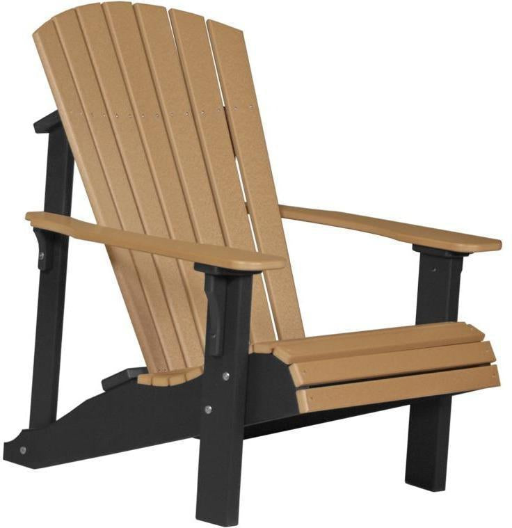 luxcraft recycled plastic deluxe adirondack chair cedar on black