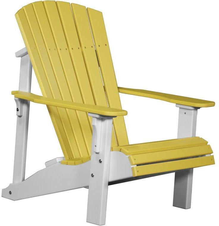 luxcraft recycled plastic deluxe adirondack chair yellow on white