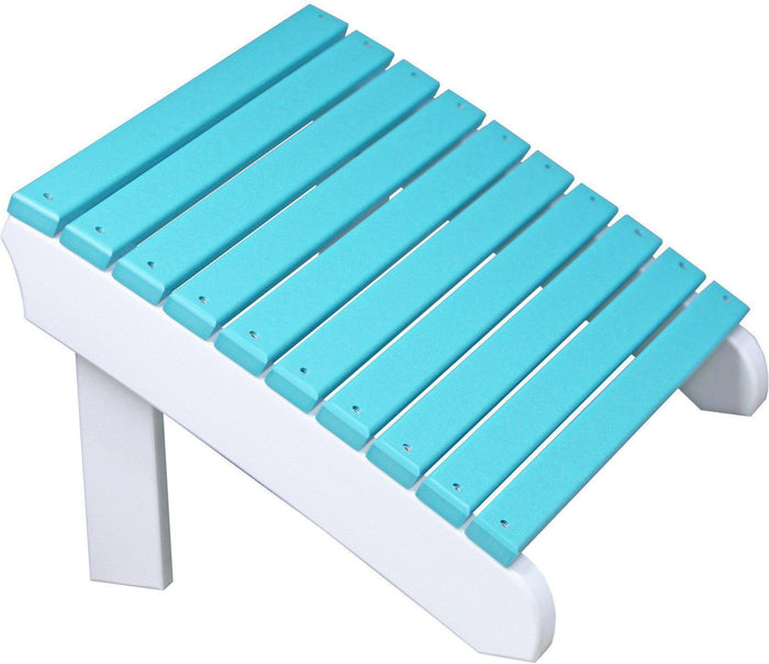LuxCraft Recycled Plastic Deluxe Adirondack Footrest - Aruba Blue on White