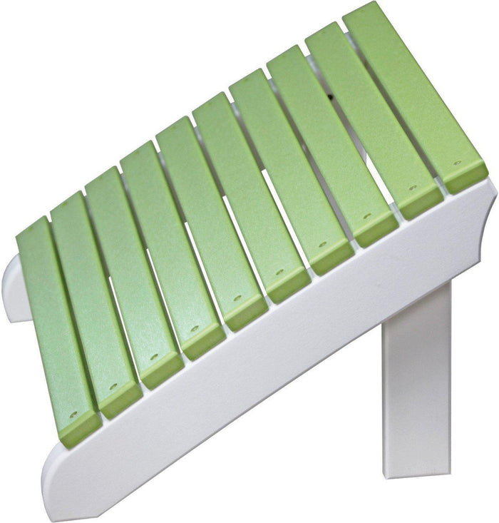 LuxCraft Recycled Plastic Deluxe Adirondack Footrest - Lime Green on White