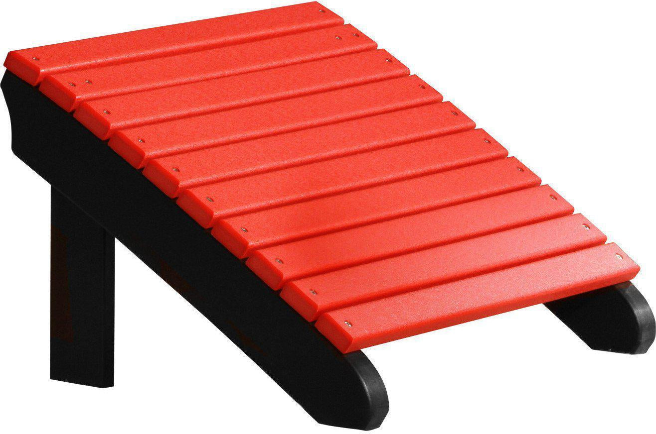 LuxCraft Recycled Plastic Deluxe Adirondack Footrest - Red on Black