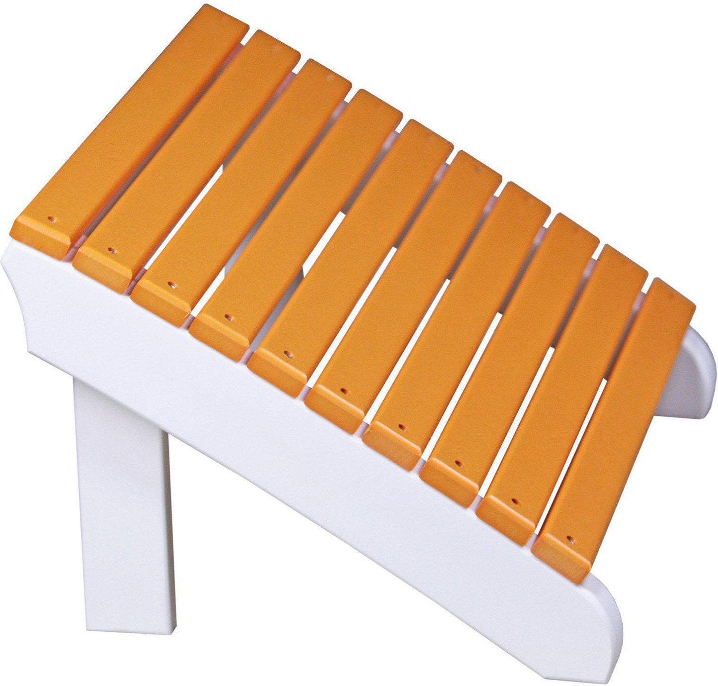 LuxCraft Recycled Plastic Deluxe Adirondack Footrest - Tangerine on White