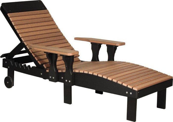 Rustic Teak Wood Outdoor Chaise Lounge Chair w Adjustable Backrest