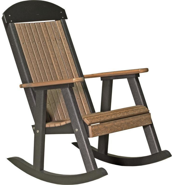 luxcraft poly classic highback porch rocking chair antique mahogany on black