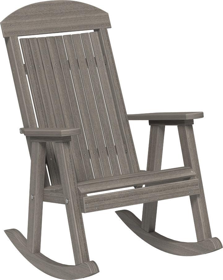 luxcraft poly classic highback porch rocking chair coastal gray