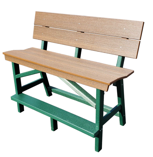 Perfect Choice Furniture Recycled Plastic Stanton Standard Bar Height Bench With Back - LEAD TIME TO SHIP 4 WEEKS OR LESS